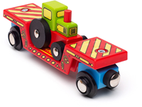BigJigs wagon porte-engins en bois avec tracteur - jouet train en bois-3
