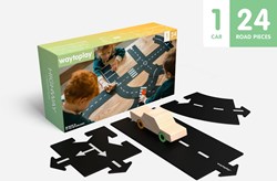 Waytoplay circuit flexible highway avec voiture en bois - 24 pièces