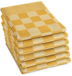 DDDDD torchon set coton BBQ à carreaux 65x65cm ocre 6 pièces