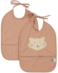 Trixie lot de bavoirs imperméables - bavoir bébé Mme Chat 2 pièces rose polyester recyclé