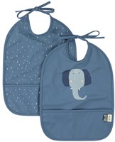 Trixie bavoir bébé lot de 2 imperméable Mrs. Elephant - Lavable et bleu