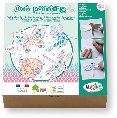 Aladine Dot Painting Set - Kit de peinture nature pour enfants formes bois