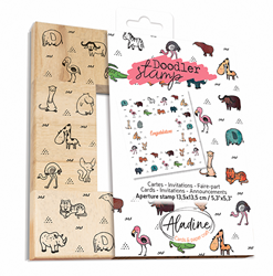 Aladine Aladine Houten Doodler Stempel 13,5x13,5 cm Dieren
