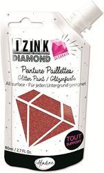 Aladine peinture pailletée Izink Diamond 24 carats rouge 80 ml loisirs créatifs