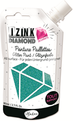 Aladine peinture pailletée Izink Diamond 24 carats turquoise 80 ml créatif