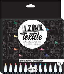 Aladine set de feutres textiles - 12 marqueurs tissus couleurs vives