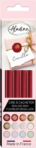 Aladine bâtons de cire à cacheter set 4 pièces violet rouge pour cartes