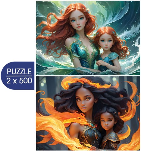 Alipson Puzzle 2 Puzzles - L'Eau et le Feu - Collection Mère et Fille - 500 Teile