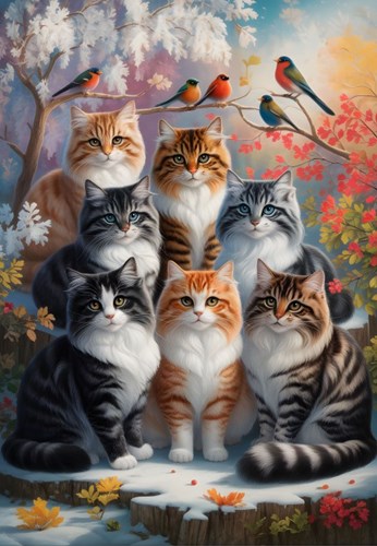 Alipson Puzzle puzzle chat hiver 1000 pièces carton