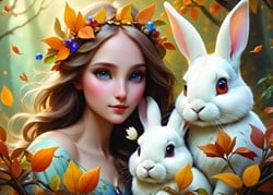 Alipson Puzzle Lady and Bunnies - 500 Teile