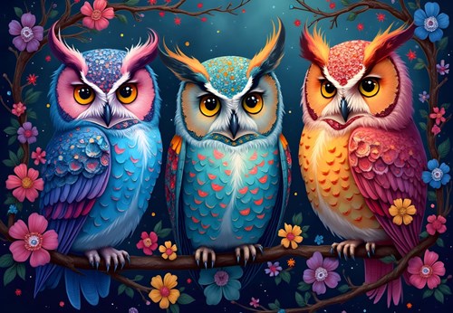 Alipson Puzzle hiboux et nuit enchantée - puzzle pour enfants avec hiboux