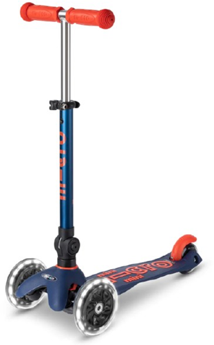 Micro trottinette enfant Mini Micro Deluxe pliable LED bleu marine réglable-2