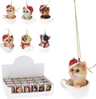 Home & Styling décoration de Noël chien et chat ornement polystone 6 cm