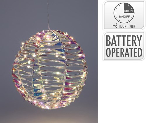 Home & Styling boule LED 25cm irisée avec minuterie et batterie