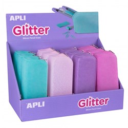 APLI Kids trousse soft glitter trousse à paillettes en silicone pour enfants