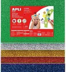 Apli Apli EVA Glitterfoam Kerstkleuren 5 stuk 60x40 cm