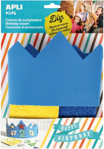 APLI Kids couronne d'anniversaire bleue en mousse pour enfants - personnalisable