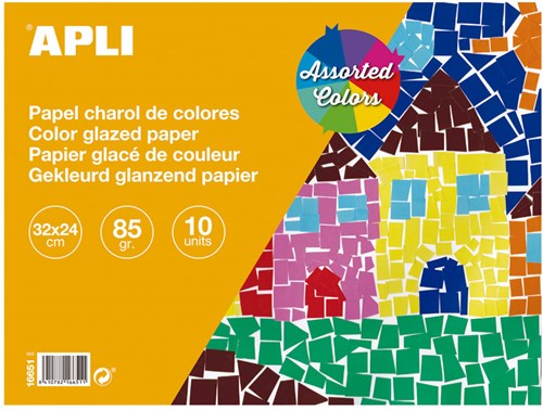 APLI Kids papier brillant bloc loisirs créatifs 32x24 cm 10 feuilles couleurs