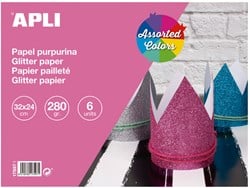 Apli Apli Glitterpapier - 32x24 cm - 280 gr - 6 vel