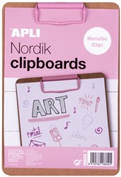 APLI Kids porte-bloc bois A5 rose - planche d'écriture solide pour enfants