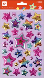 APLI Kids stickers étoiles métalliques colorées 37 pièces décoration