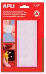 Apli Apli Klittenband Rond Zelfklevend - d 19 mm - Wit - 12 stuk