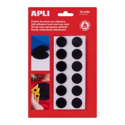 APLI Kids pastilles auto-adhésives rondes velcro noir 19 mm - 12 pièces