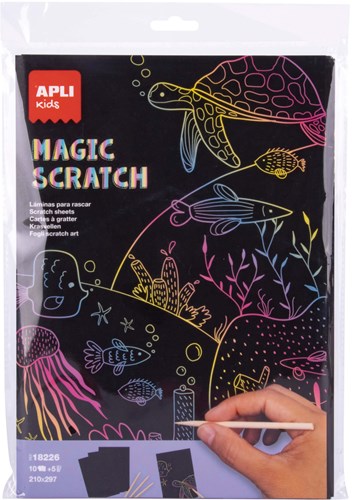 APLI Kids APLI - Magic Scratch Pad (10 cartes, 5 stylos)