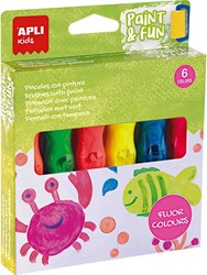 APLI Kids tubes de peinture avec pinceau - set peinture néon enfants - 6 couleurs