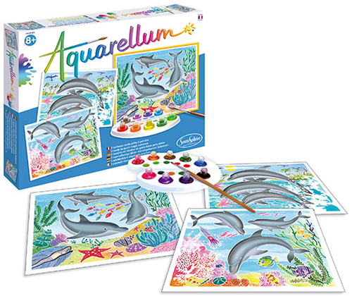 Sentosphère peinture aquarelle dauphins coffret créatif pour enfants