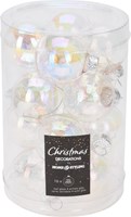 Home & Styling boule de Noël verre 35mm irisé tube 16 pièces décoration