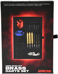 Arrow180 Brass Darts Set - Set de fléchettes 22g avec accessoires