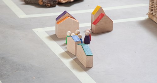 Grapat maisons en bois jouet - blocs de construction colorés pour jeu imaginatif-2