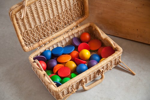 Grapat jouet rond en bois - jeu sensoriel coloré pour enfants-3