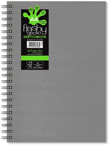 Artgecko carnet de croquis A4 spirale 150g 40 feuilles gris créatif artiste