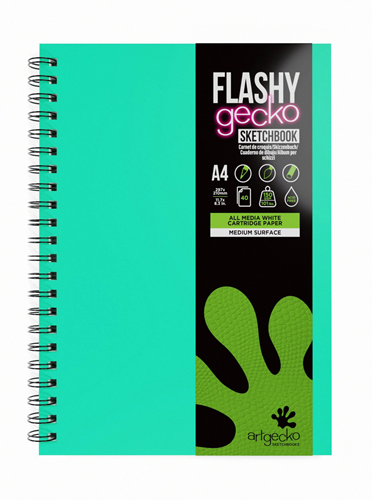 Artgecko carnet de croquis A4 spirale vert menthe 150g 40 feuilles blanc durable