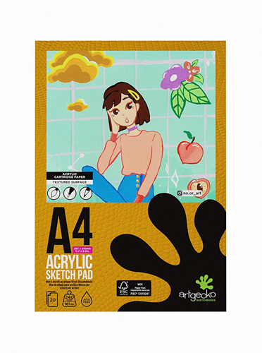 Artgecko carnet de croquis A4 papier acrylique 240g 20 feuilles blanc créatif