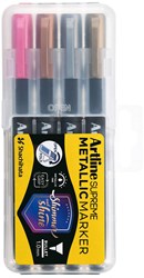 Artline set de marqueurs métalliques - 4 couleurs dans étui solide permanent