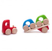 Bajo transporteur de voitures en bois - jouet éducatif coloré