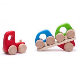 Bajo transporteur de voitures en bois - jouet éducatif coloré