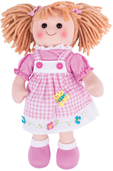 BigJigs poupée Ava poupée en tissu cheveux blonds robe rose