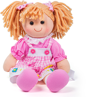 BigJigs poupée Ava poupée en tissu cheveux blonds robe rose-2