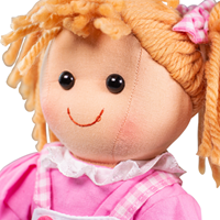 BigJigs poupée Ava poupée en tissu cheveux blonds robe rose-3