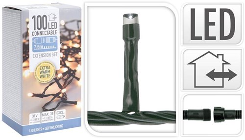 Home & Styling guirlande LED de Noël extensible 7,5m blanc chaud
