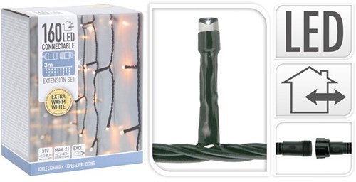 Home & Styling guirlande stalactites connectable 160 LED blanc chaud extérieur