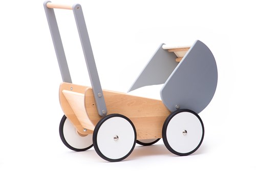 Bajo landau de poupée en bois - gris jouet landau en bois-2