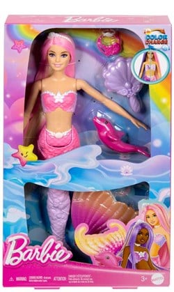 Mattel Barbie Poupée Sirène - Cheveux qui changent de couleur - Jouet fantastique Barbie