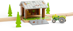 BigJigs ferme en bois jouet - accessoire circuit train - coloré et solide