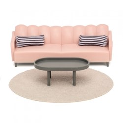 Lundby ensemble salon maison de poupée - meubles jouets rose et brun