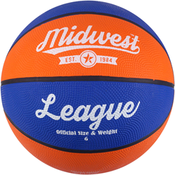 Midwest ballon de basket en caoutchouc bleu orange taille 6 pour enfants